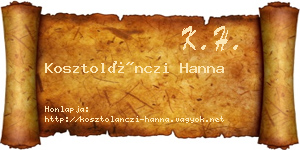 Kosztolánczi Hanna névjegykártya